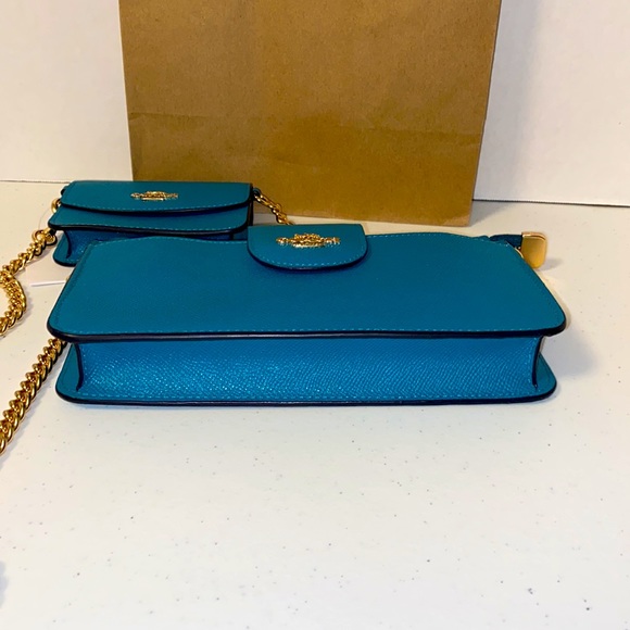 Coach Poppy Crossbody & Coin Purse 2pc Set Teal - Picture 6 of 11
